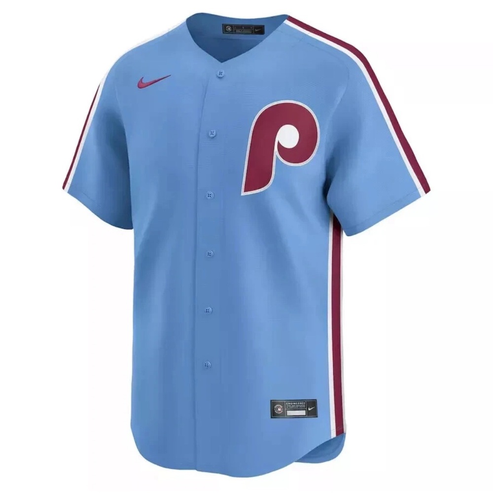 Nike Authentic Blue Philadelphia Phillies Throwback Baseball Jersey Mens Sz: XL - Picture 3 of 8